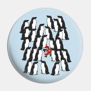 Funny Christmas Santa Dog Penguin Pin