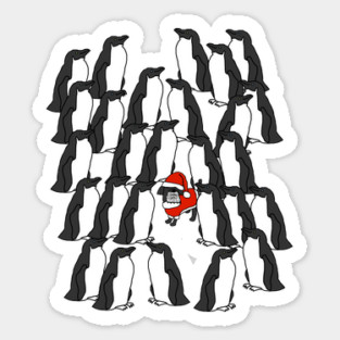 Funny Christmas Santa Dog Penguin Sticker