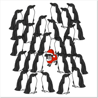 Funny Christmas Santa Dog Penguin Posters and Art