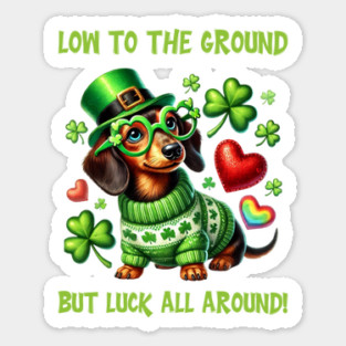 low to the ground but luck all around, dashounds, doxi owner gift, St. Patrick’s funny dog Magnet