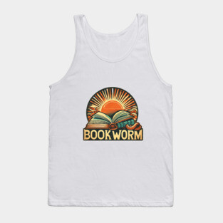 Bookworm Retro Sunset – Open Book Aesthetic Tank Top