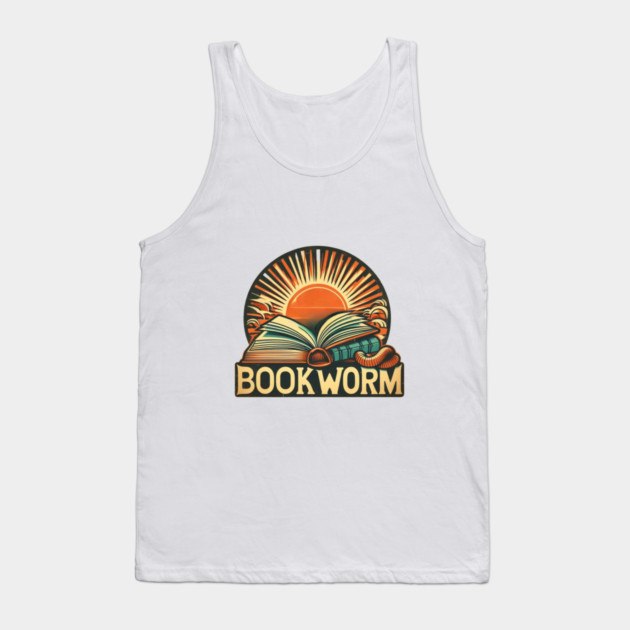 Bookworm Retro Sunset – Open Book Aesthetic Tank Top by Ben's Store 1