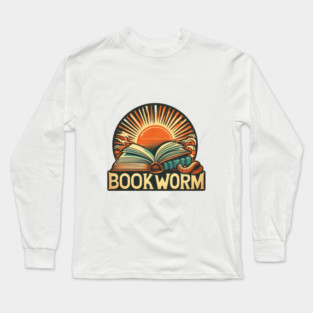 Bookworm Retro Sunset – Open Book Aesthetic Long Sleeve T-Shirt