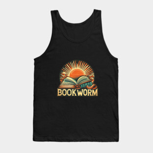Bookworm Retro Sunset – Open Book Aesthetic Tank Top