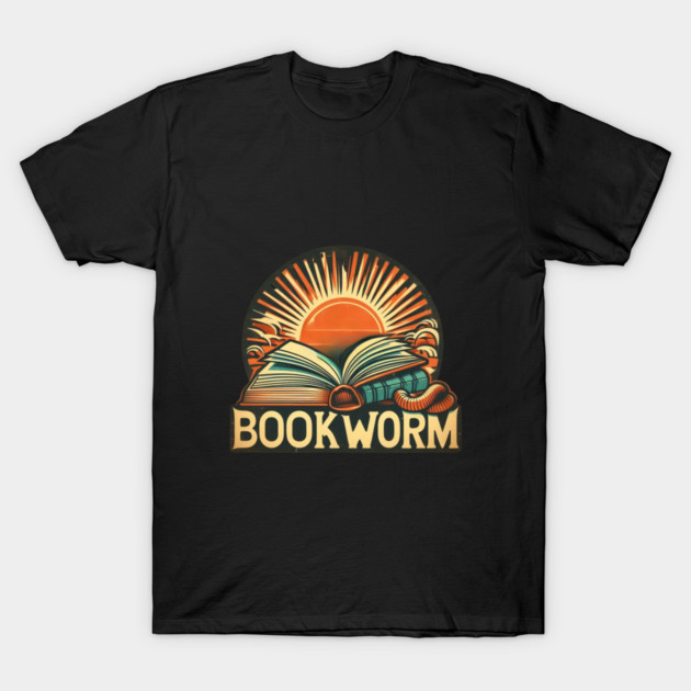 Bookworm Retro Sunset – Open Book Aesthetic T-Shirt by Ben's Store 1