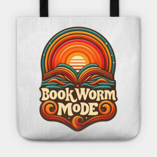 Bookworm Retro Sunset – Open Book Aesthetic Tote