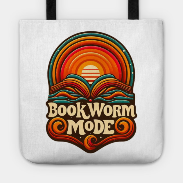 Bookworm Retro Sunset – Open Book Aesthetic Tote by Ben's Store 1
