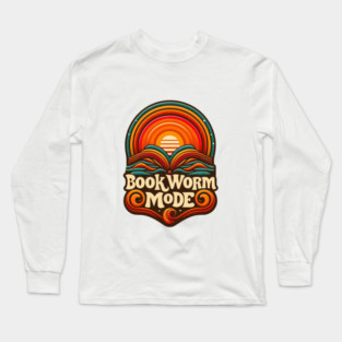 Bookworm Retro Sunset – Open Book Aesthetic Long Sleeve T-Shirt