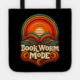 Bookworm Retro Sunset – Open Book Aesthetic Tote