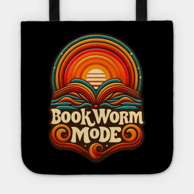 Bookworm Retro Sunset – Open Book Aesthetic Tote by Ben's Store 1