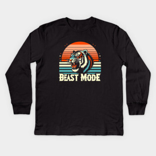 Beast Mode- Vintage Style Tiger Vibes Kids Long Sleeve T-Shirt