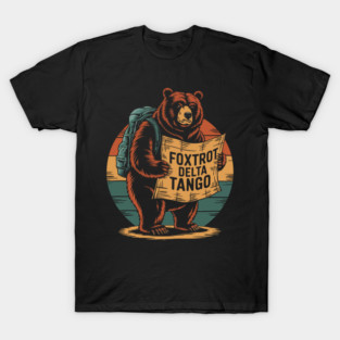 Foxtrot Delta Tango Retro Bear Wilderness Adventure T-Shirt