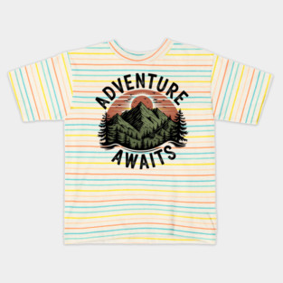 Adventure Awaits - Vintage Outdoor Mountain Kids T-Shirt