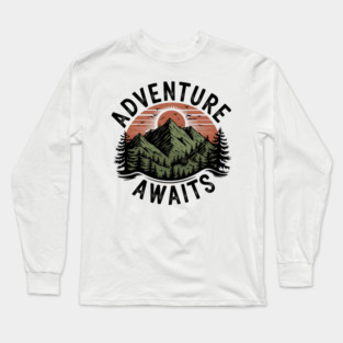 Adventure Awaits - Vintage Outdoor Mountain Long Sleeve T-Shirt