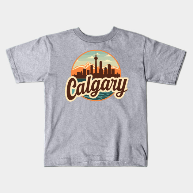Vintage Calgary Kids T-Shirt by JessArty