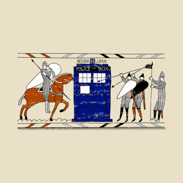 Tardis Bayeux Tapestry Doctor Who by Fiona Reeves