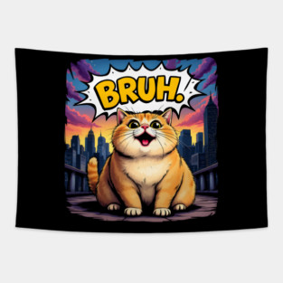 Bruh Cat: City Vibes & Big Smiles Tapestry