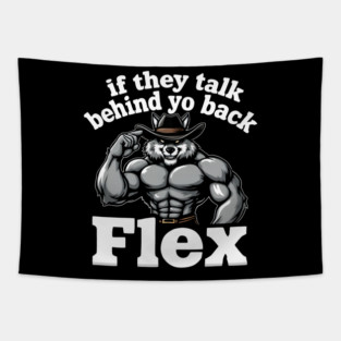 Flex on the Haters: Wolf Cowboy Muscle Tapestry