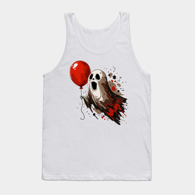 Ghost and Red Balloon Tank Top by H. R. Sinclair