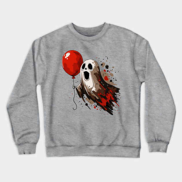 Ghost and Red Balloon Crewneck Sweatshirt by H. R. Sinclair