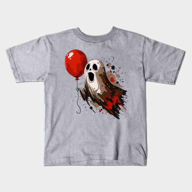 Ghost and Red Balloon Kids T-Shirt by H. R. Sinclair