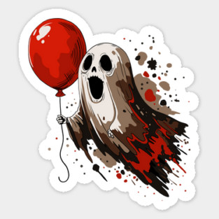 Ghost and Red Balloon Sticker