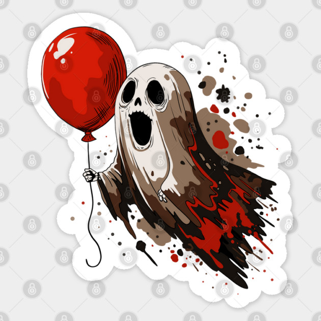 Ghost and Red Balloon Sticker by H. R. Sinclair