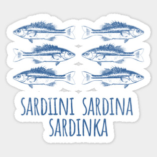 Vintage Distressed Sardines, multiple languages design Sticker