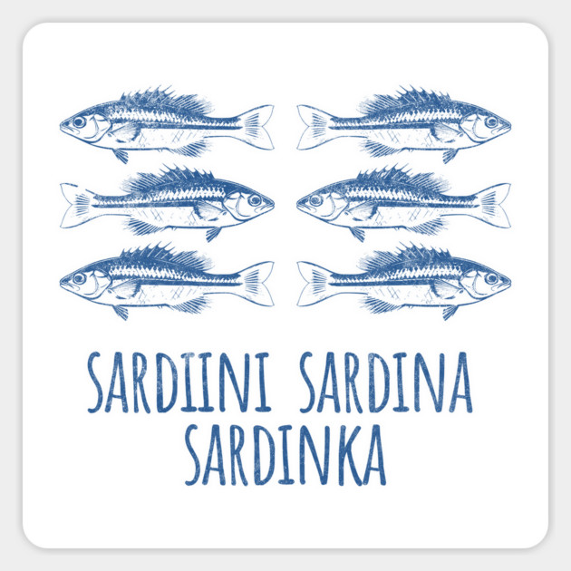 Vintage Distressed Sardines, multiple languages design Magnet by Luxinda