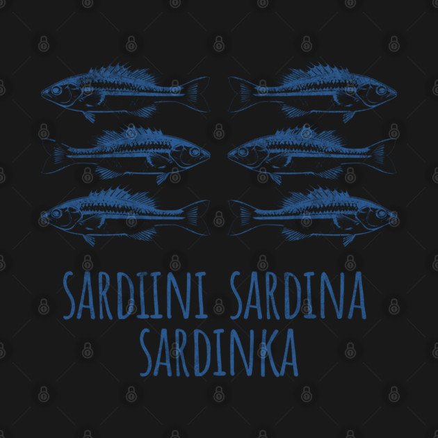 Vintage Distressed Sardines, multiple languages design by Luxinda
