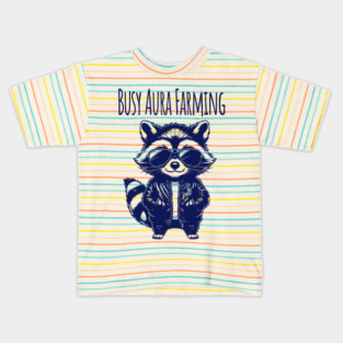 Busy Aura Farming, funny raccoon looking too cool Kids T-Shirt