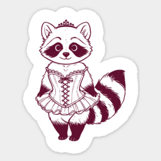 Cute Coquette Rococo Raccoon in Frilly Corset with Tiara Sticker