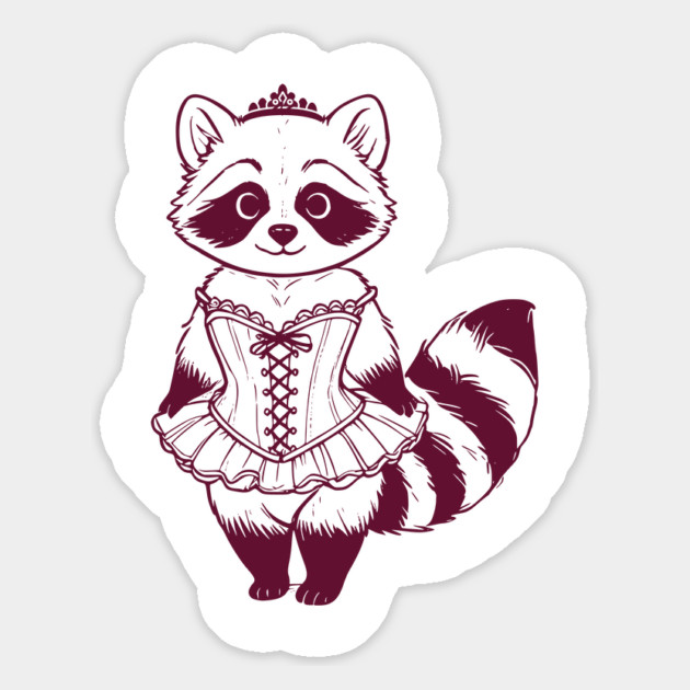 Cute Coquette Rococo Raccoon in Frilly Corset with Tiara Magnet by Luxinda