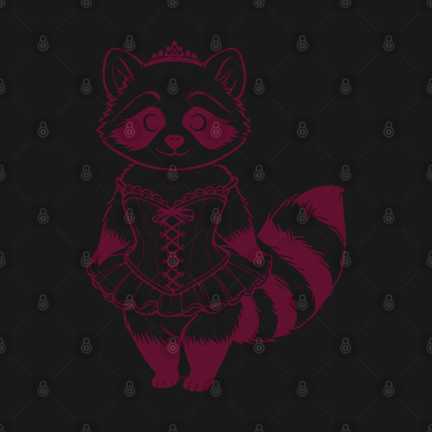 Cute Coquette Rococo Raccoon in Frilly Corset with Tiara by Luxinda