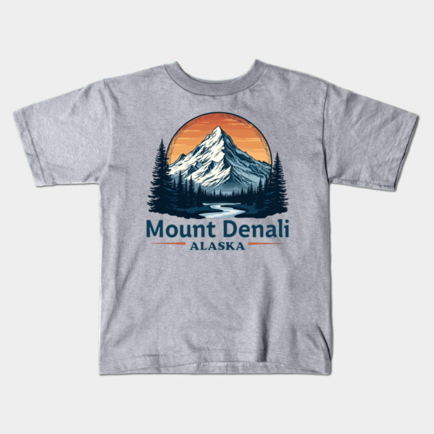 Mount Denali Alaska Kids T-Shirt by JessArty