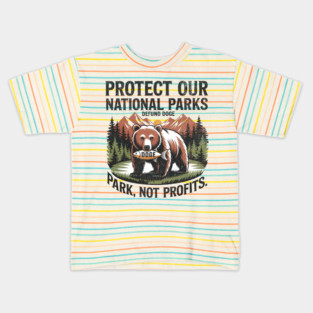 Support National Parks Defund DOGE Parks Not Profits Retro Vintage Kids T-Shirt