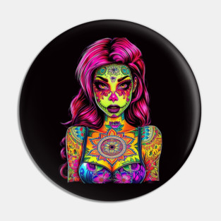 Skull Girl Tattoo Pin