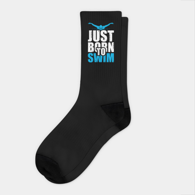 Just Born to Swim - Motivational Swimming Design Socks by Otaku Vibes