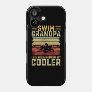 Swim Grandpa - Retro Sunset Swimmer Design Phone Case