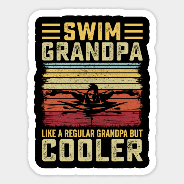 Swim Grandpa - Retro Sunset Swimmer Design Magnet by Otaku Vibes