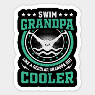 Swim Grandpa - Vintage Circle Swimmer Design Sticker
