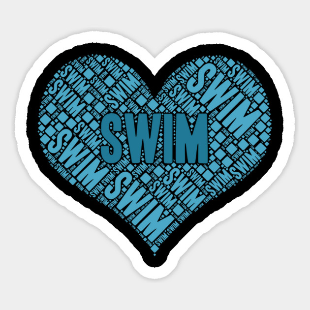 Swim Word Cloud - Heart Shaped Swimming Typography Magnet by Otaku Vibes