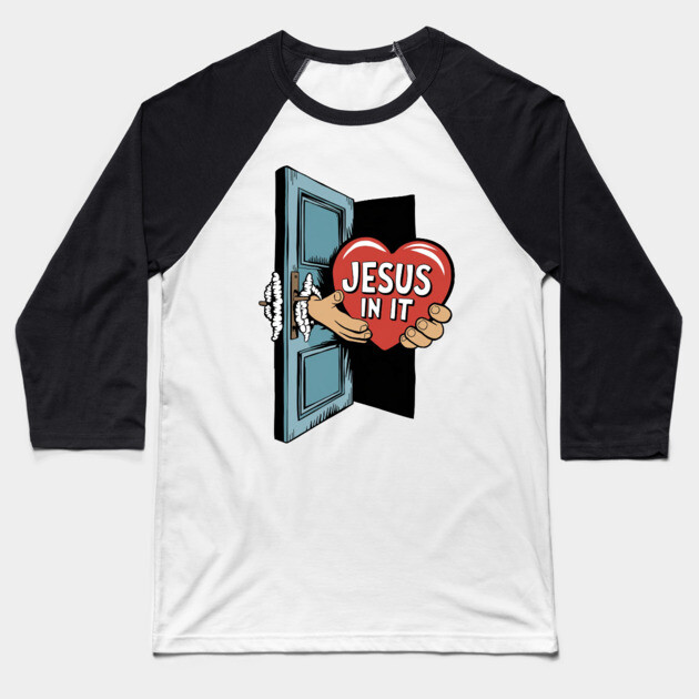 Jesus In My Heart - Hands Holding Heart Baseball T-Shirt by Rox