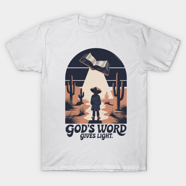 Light of the Word - Man Holding the Holy Bible Christian POD Design T-Shirt by Rox