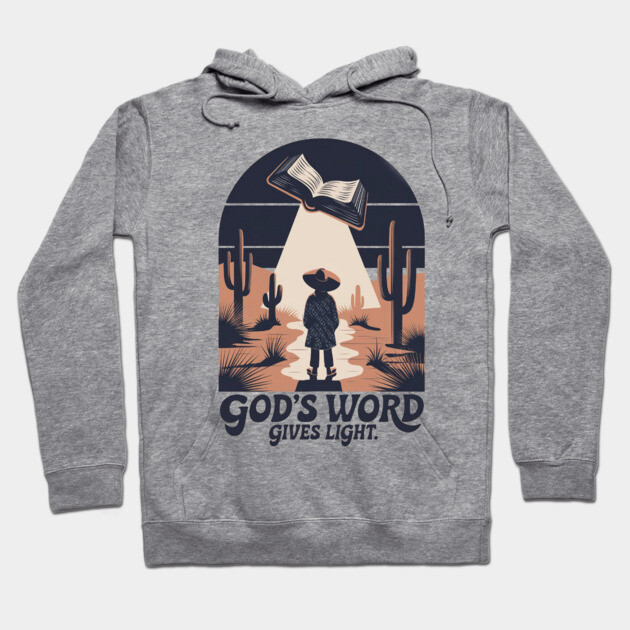 Light of the Word - Man Holding the Holy Bible Christian POD Design Hoodie by Rox