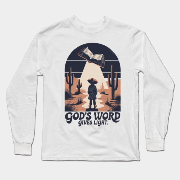 Light of the Word - Man Holding the Holy Bible Christian POD Design Long Sleeve T-Shirt by Rox