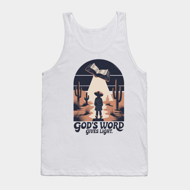Light of the Word - Man Holding the Holy Bible Christian POD Design Tank Top by Rox
