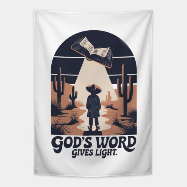 Light of the Word - Man Holding the Holy Bible Christian POD Design Tapestry by Rox