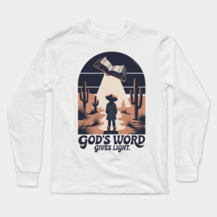 Light of the Word - Man Holding the Holy Bible Christian POD Design Long Sleeve T-Shirt