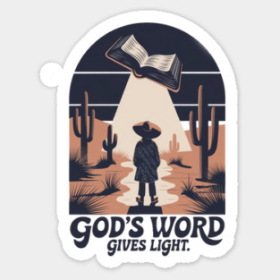 Light of the Word - Man Holding the Holy Bible Christian POD Design Sticker